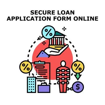 Secure loan application form online presenting financial services Stock Illustration
