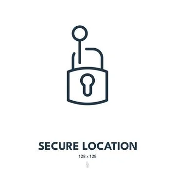 Secure Location Icon. Navigation, GPS, Position. Editable Stroke Stock Illustration