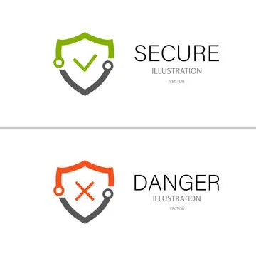 Secure lock and danger isolated on a white background Stock Illustration