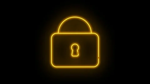 Secure Lock Neon Animation  Flickering Cyber Security and Privacy UI Icon Stock Footage 317693645