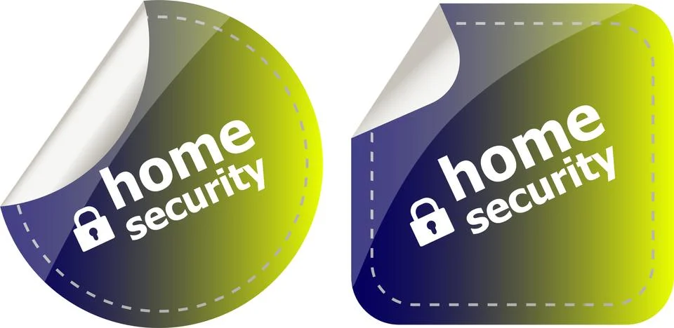 Secure lock sign label isolated on white, home security Stock Illustration
