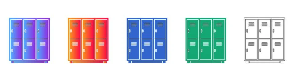 Secure Locker Room Icons Vector Graphics イラスト素材