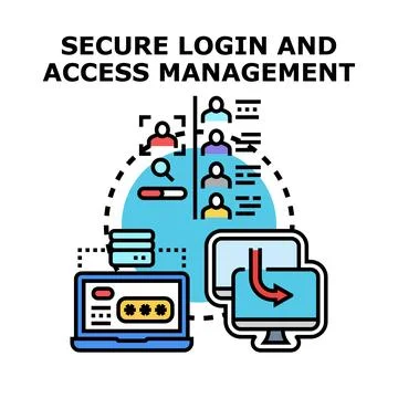 Secure login access management concept managing user data Stock Illustration