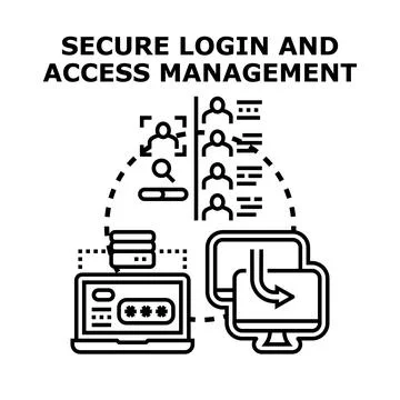 Secure login access management concept managing user data Stock Illustration