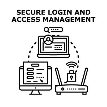 Secure login and access management process illustration Stock Illustration