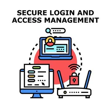 Secure login and access management process illustration Stock Illustration