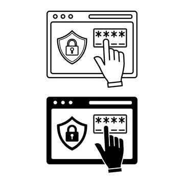 Secure Login and Authorization Icons. Line and Glyph Vector Illustrations. .. Stock Illustration