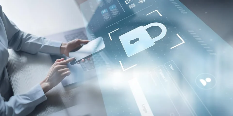 Secure Login and Cybersecurity Authentication Interface Technology concept. Stock Photos
