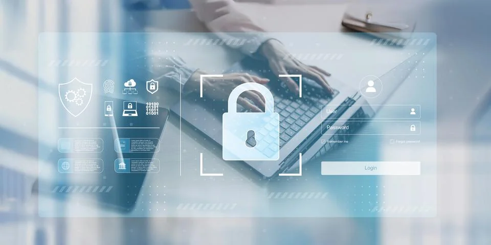 Secure Login and Cybersecurity Authentication Interface Technology concept. 写真素材