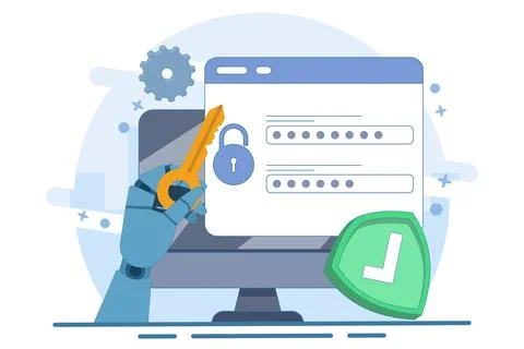 Secure login and registration concept, Personal data security. Illustrazione stock