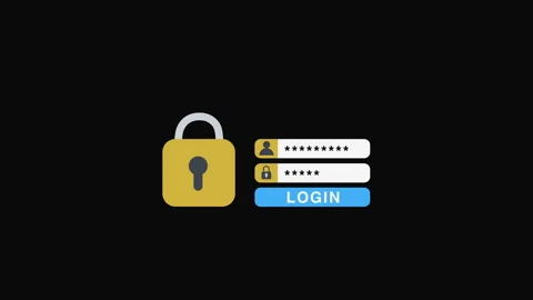 Secure Login Animation with Password Authentication and Unlock Symbol Видео 334574861