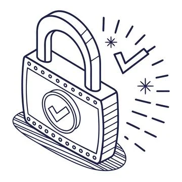 Secure Login Authentication Icon - Line Vector on White Background Stock Illustration