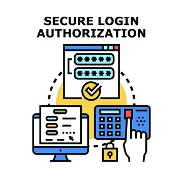 Secure login authorization process with digital protection Stock Illustration