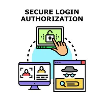 Secure login authorization process protecting digital data イラスト素材