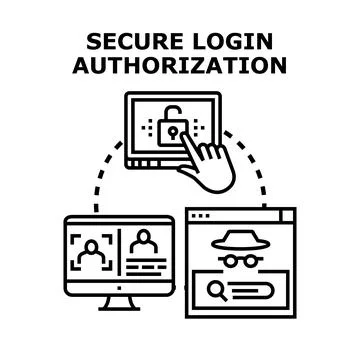 Secure login authorization process protecting digital data Stock Illustration
