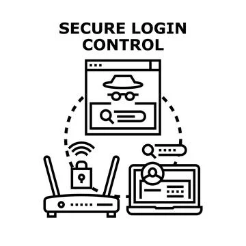 Secure login control for internet data protection Stock Illustration