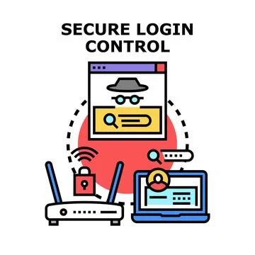 Secure login control for internet data protection Stock Illustration