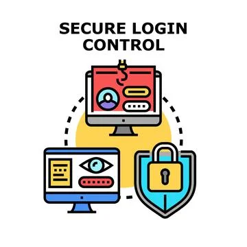 Secure login control system protecting data privacy Stock Illustration
