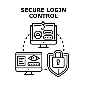 Secure login control system protecting data privacy Stock Illustration