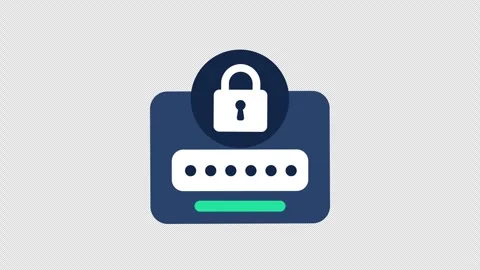Secure Login Icon Loop with Lock Badge and Password Dots Alpha Stock Footage 330932076