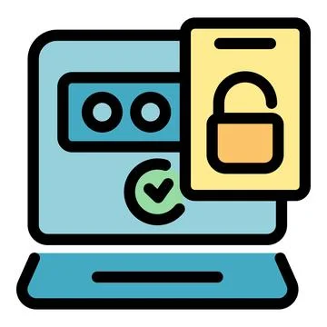 Secure login, laptop displaying password field, padlock icon, and checkmark.. Illustrazione stock