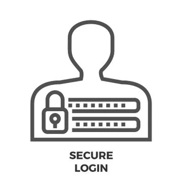 Secure Login Line Icon Stock Illustration