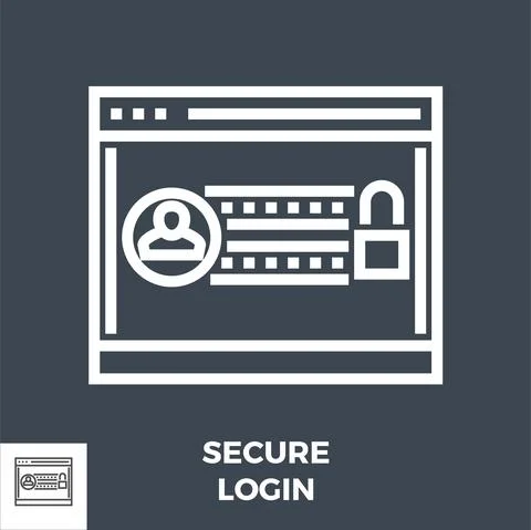 Secure Login Line Icon Stock Illustration