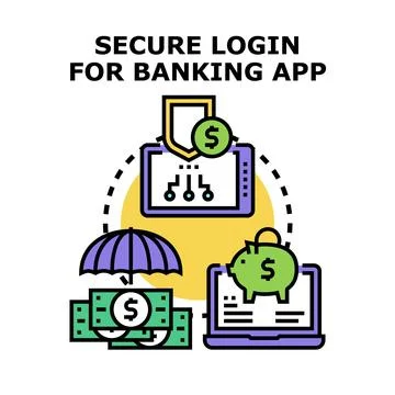 Secure login for online mobile banking app Stock Illustration