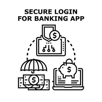 Secure login for online mobile banking app Stock Illustration