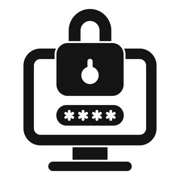 Secure login with password protection on desktop computer icon Stock Illustration