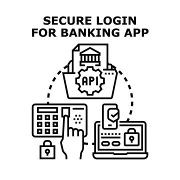 Secure login process for online banking access Stockillustratie