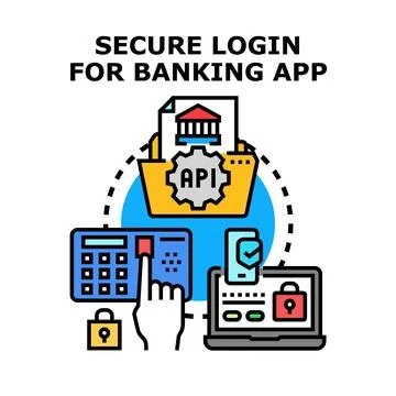 Secure login process for online banking access Illustrazione stock