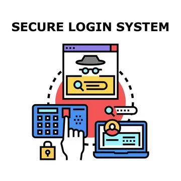 Secure login system illustration for data access protection Stock Illustration