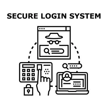Secure login system illustration for data access protection Stock Illustration
