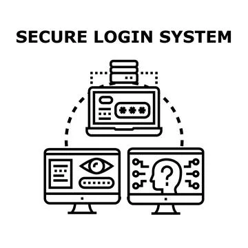 Secure login system preventing unauthorized access Stock Illustration