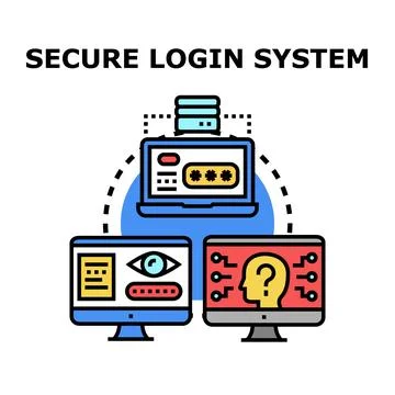 Secure login system preventing unauthorized access Stock Illustration