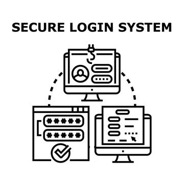 Secure login system prevention and cyber attack protection Stock Illustration
