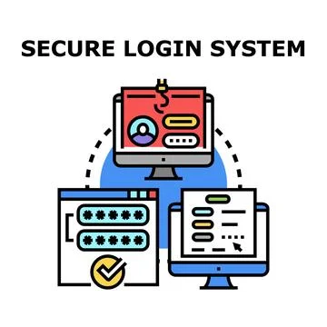 Secure login system prevention and cyber attack protection Stock Illustration
