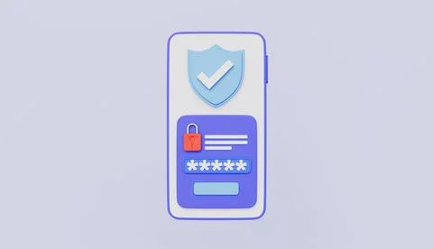 Secure login to your account on mobile phone 3d illustration イラスト素材