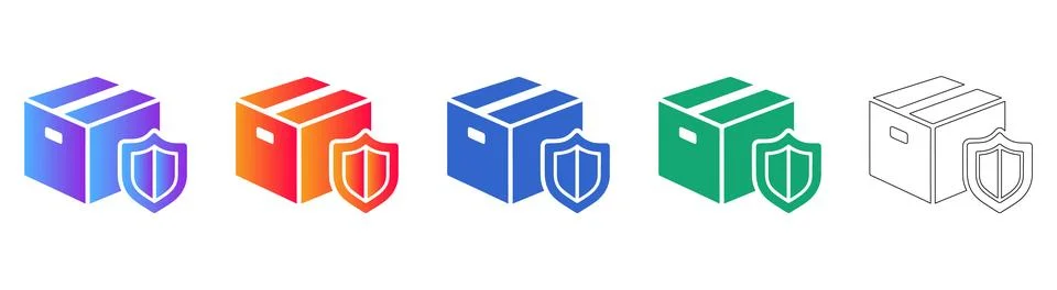 Secure Logistics Packaging Icon Set Stock Illustration