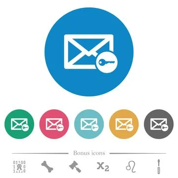 Secure mail flat round icons Stock Illustration