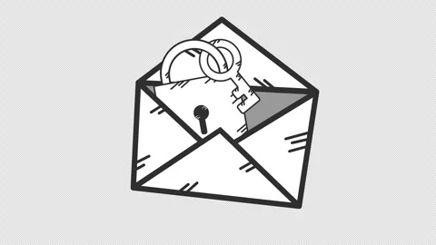 Secure mail key icon in cartoon animation. confidential message unlock symbol. Stock Footage 313996219