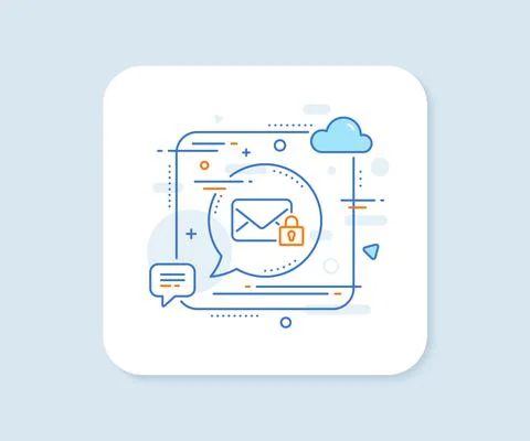 Secure Mail line icon. Private Message correspondence sign. Vector Stock Illustration