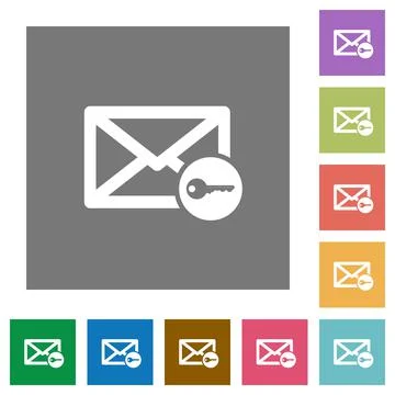 Secure mail square flat icons Stock Illustration