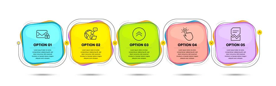 Secure mail, Swipe up and Touchpoint icons set. Corrupted file sign. Vector Stock Illustration