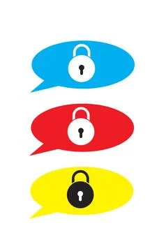 Secure Message Concept With Padlocks in Colorful Speech Bubbles Representin.. Stock Illustration