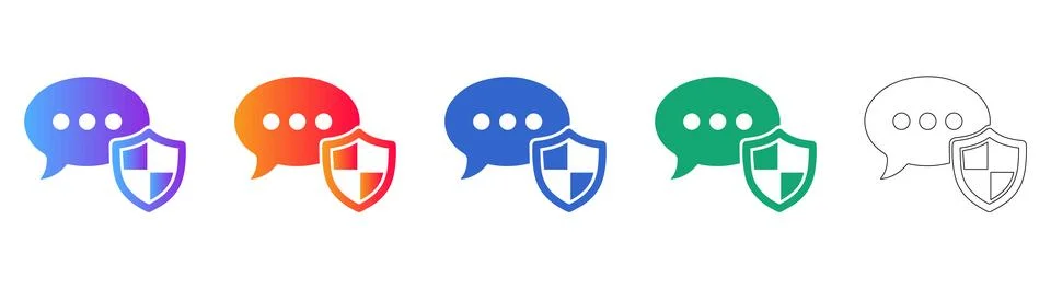 Secure Message Notification Icon Set Stock Illustration