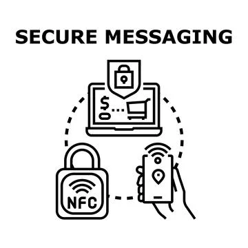 Secure messaging app protecting digital communication and online shopping Stock Illustration