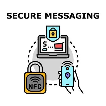 Secure messaging app protecting digital communication and online shopping Stock Illustration