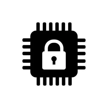 Secure Microchip Data Protection Icon Ilustración de archivo